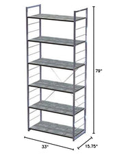 Modern ?Freestanding Bookcases in Wood and Steel with Durable Non-Scratch Shelves, Levelling Feet, for Office, Library, Study Room, Living Room, 15.75 x 33 x 79 in., Brown